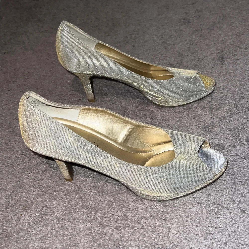 Kelly & Katie Glittering Silver and Gold Heels